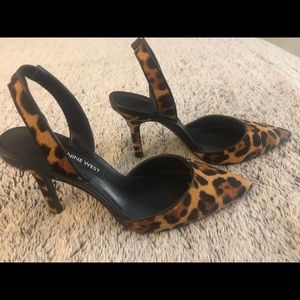 Nine West sling back leopard print heels
